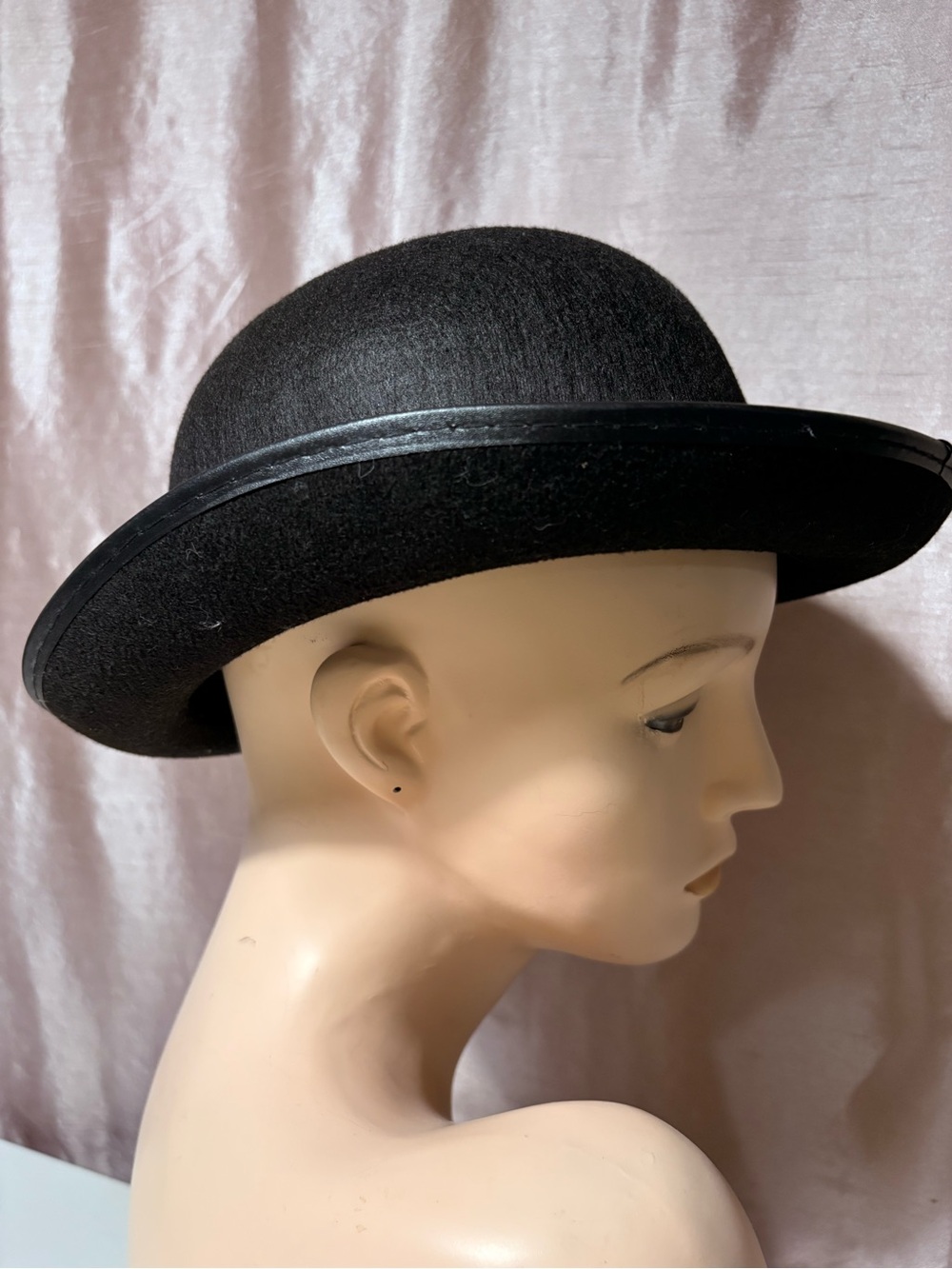 Men's Black Bowler Hat with Satin Band - Picture 7 of 11